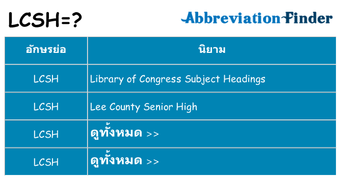อะไรไม่ lcsh ถึง