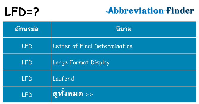อะไรไม่ lfd ถึง