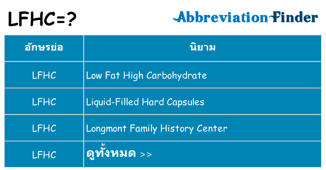 อะไรไม่ lfhc ถึง