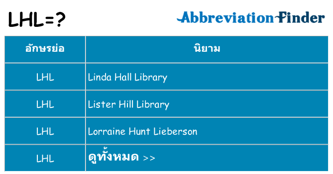 อะไรไม่ lhl ถึง