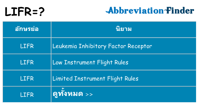 อะไรไม่ lifr ถึง