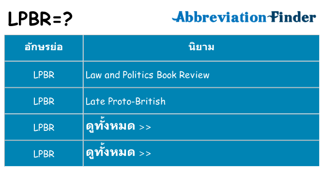อะไรไม่ lpbr ถึง
