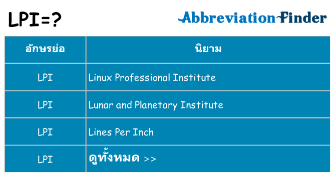 อะไรไม่ lpi ถึง