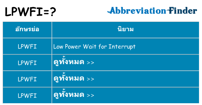 อะไรไม่ lpwfi ถึง