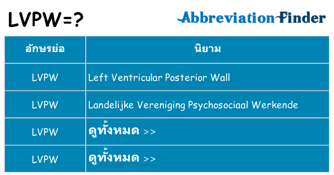 อะไรไม่ lvpw ถึง