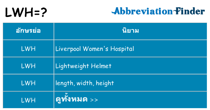 อะไรไม่ lwh ถึง