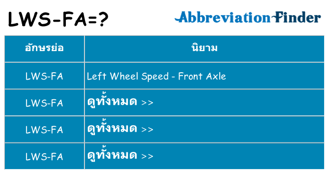 อะไรไม่ lws-fa ถึง