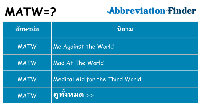 อะไรไม่ matw ถึง