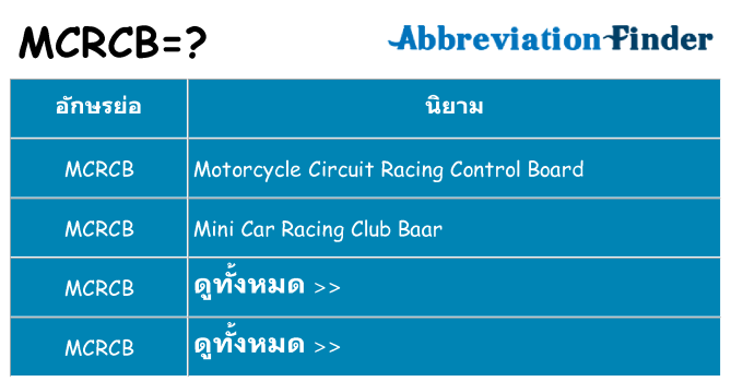 อะไรไม่ mcrcb ถึง