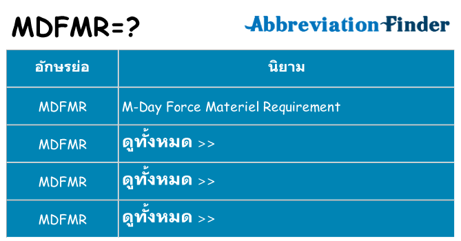 อะไรไม่ mdfmr ถึง