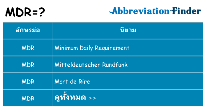 อะไรไม่ mdr ถึง