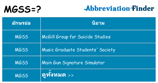 อะไรไม่ mgss ถึง