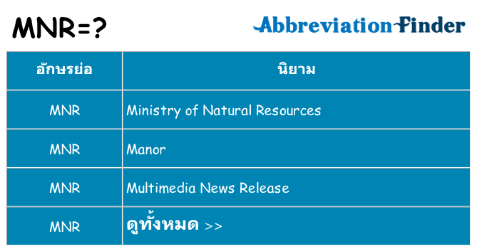 อะไรไม่ mnr ถึง