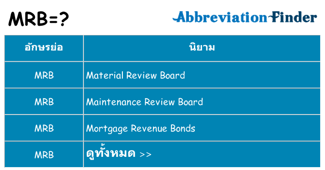อะไรไม่ mrb ถึง