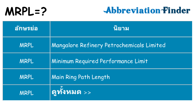 อะไรไม่ mrpl ถึง
