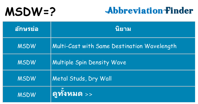 อะไรไม่ msdw ถึง