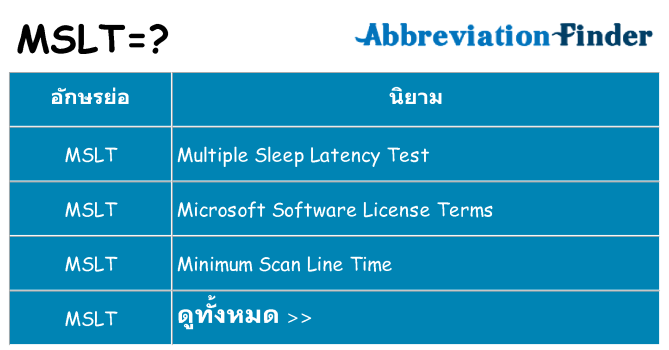 อะไรไม่ mslt ถึง