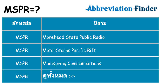 อะไรไม่ mspr ถึง