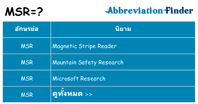 อะไรไม่ msr ถึง