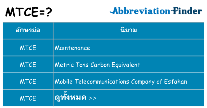 อะไรไม่ mtce ถึง