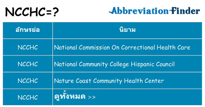 อะไรไม่ ncchc ถึง