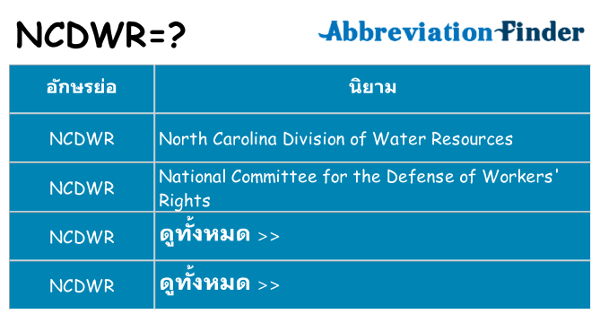 อะไรไม่ ncdwr ถึง