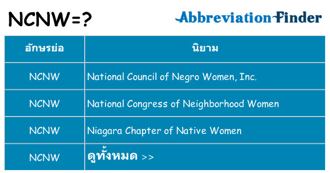 อะไรไม่ ncnw ถึง