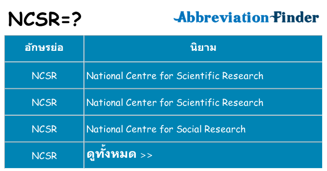 อะไรไม่ ncsr ถึง