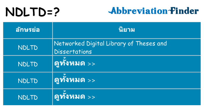อะไรไม่ ndltd ถึง