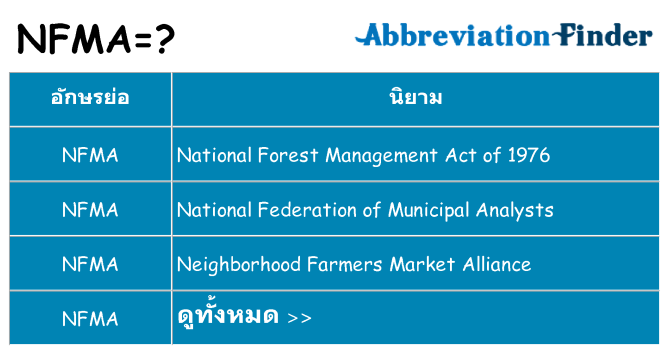 อะไรไม่ nfma ถึง
