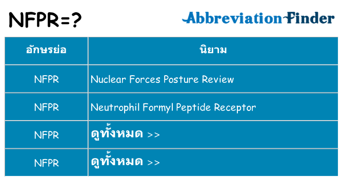อะไรไม่ nfpr ถึง