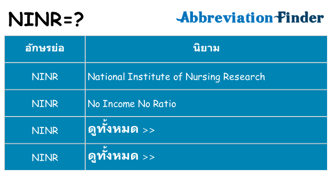 อะไรไม่ ninr ถึง
