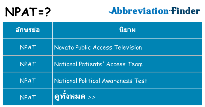 อะไรไม่ npat ถึง