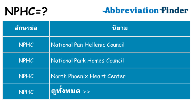 อะไรไม่ nphc ถึง