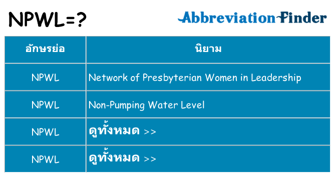 อะไรไม่ npwl ถึง