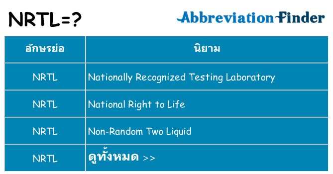 อะไรไม่ nrtl ถึง