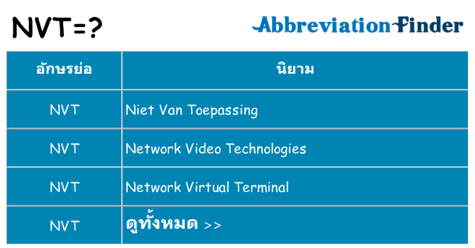 อะไรไม่ nvt ถึง