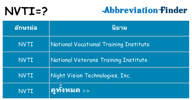 อะไรไม่ nvti ถึง