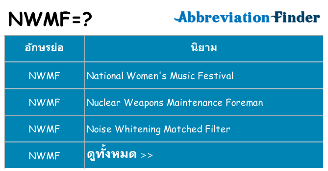 อะไรไม่ nwmf ถึง