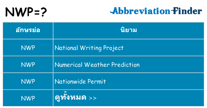 อะไรไม่ nwp ถึง