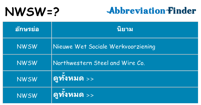 อะไรไม่ nwsw ถึง
