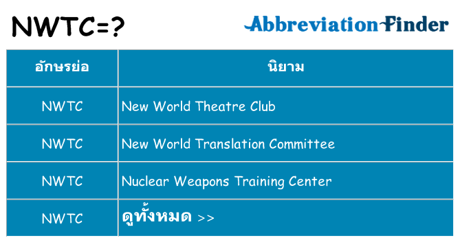 อะไรไม่ nwtc ถึง