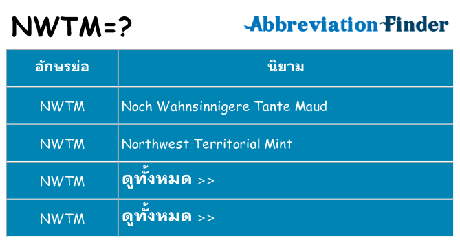 อะไรไม่ nwtm ถึง