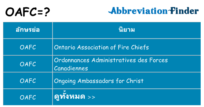 อะไรไม่ oafc ถึง