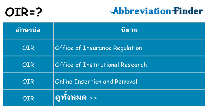 อะไรไม่ oir ถึง