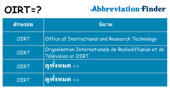 อะไรไม่ oirt ถึง