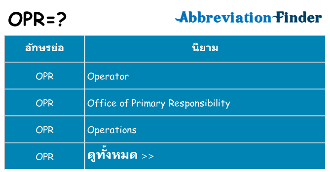 อะไรไม่ opr ถึง