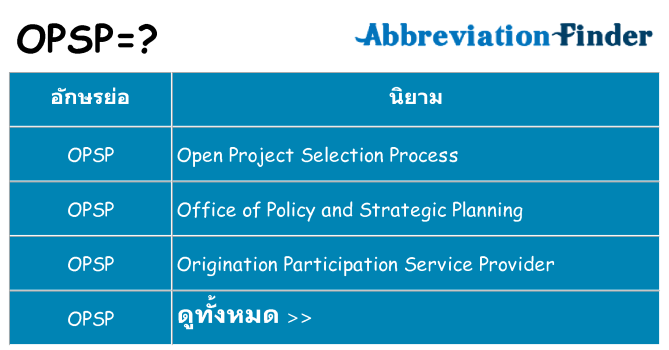 อะไรไม่ opsp ถึง