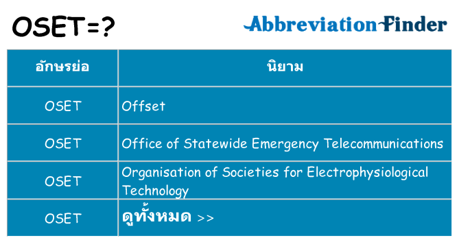 อะไรไม่ oset ถึง