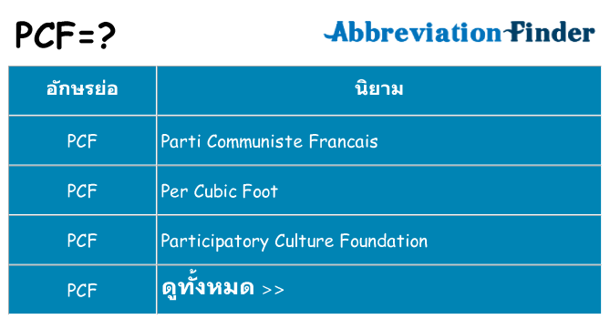 อะไรไม่ pcf ถึง